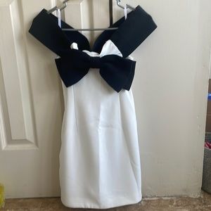 Self-portrait Off shoulder White Black bow dress, Size UK 8 / US 4, Worn once
